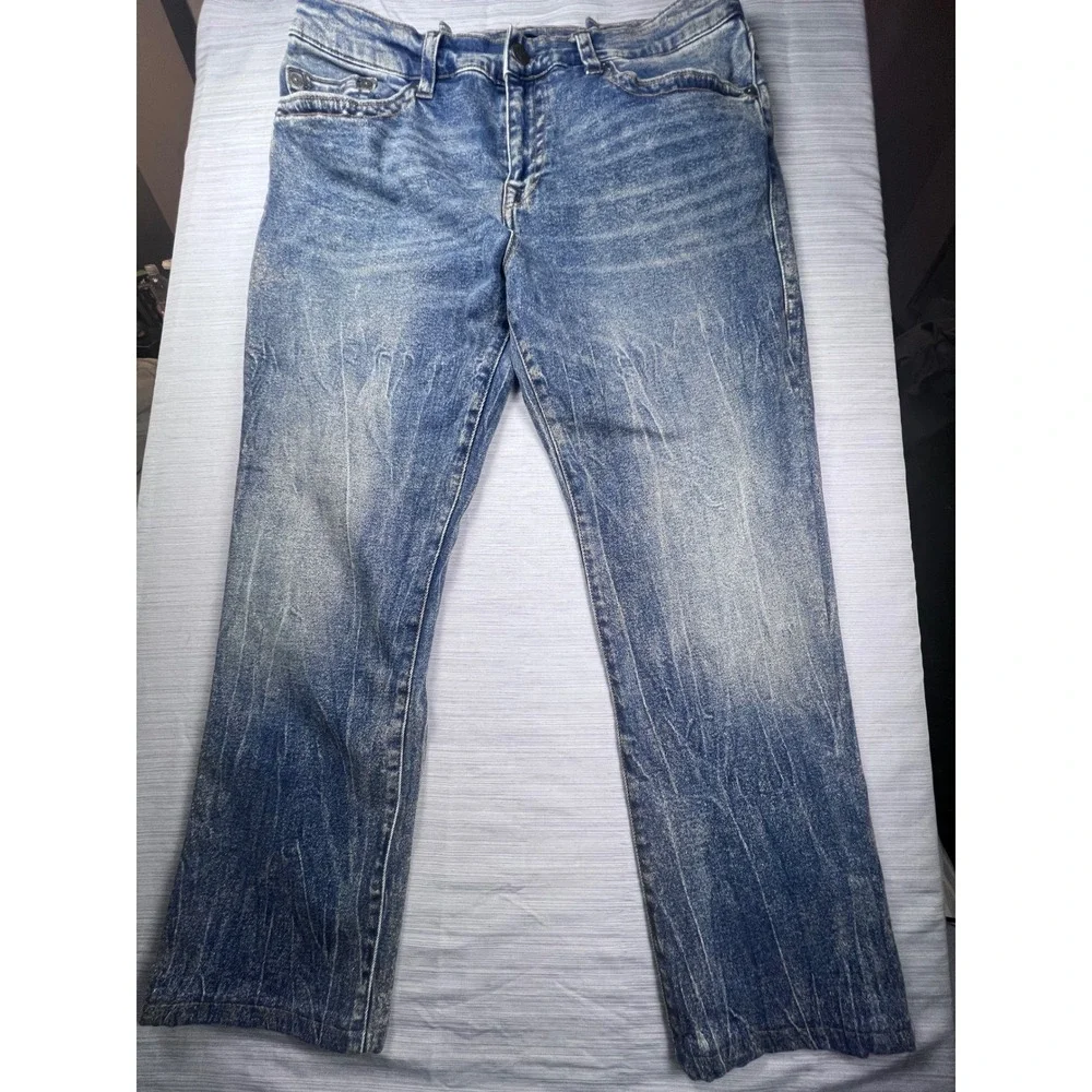 True Religion Ricky Relaxed Straight Jeans‎ Mens 38 Blue Faded Horseshoe Denim